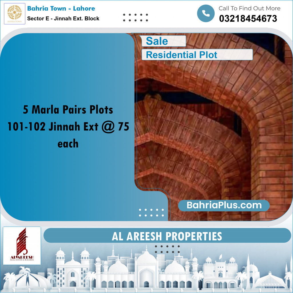 Residential Plot for Sale in Sector E - Jinnah Ext. Block -  Bahria Town, Lahore - (BP-188775)