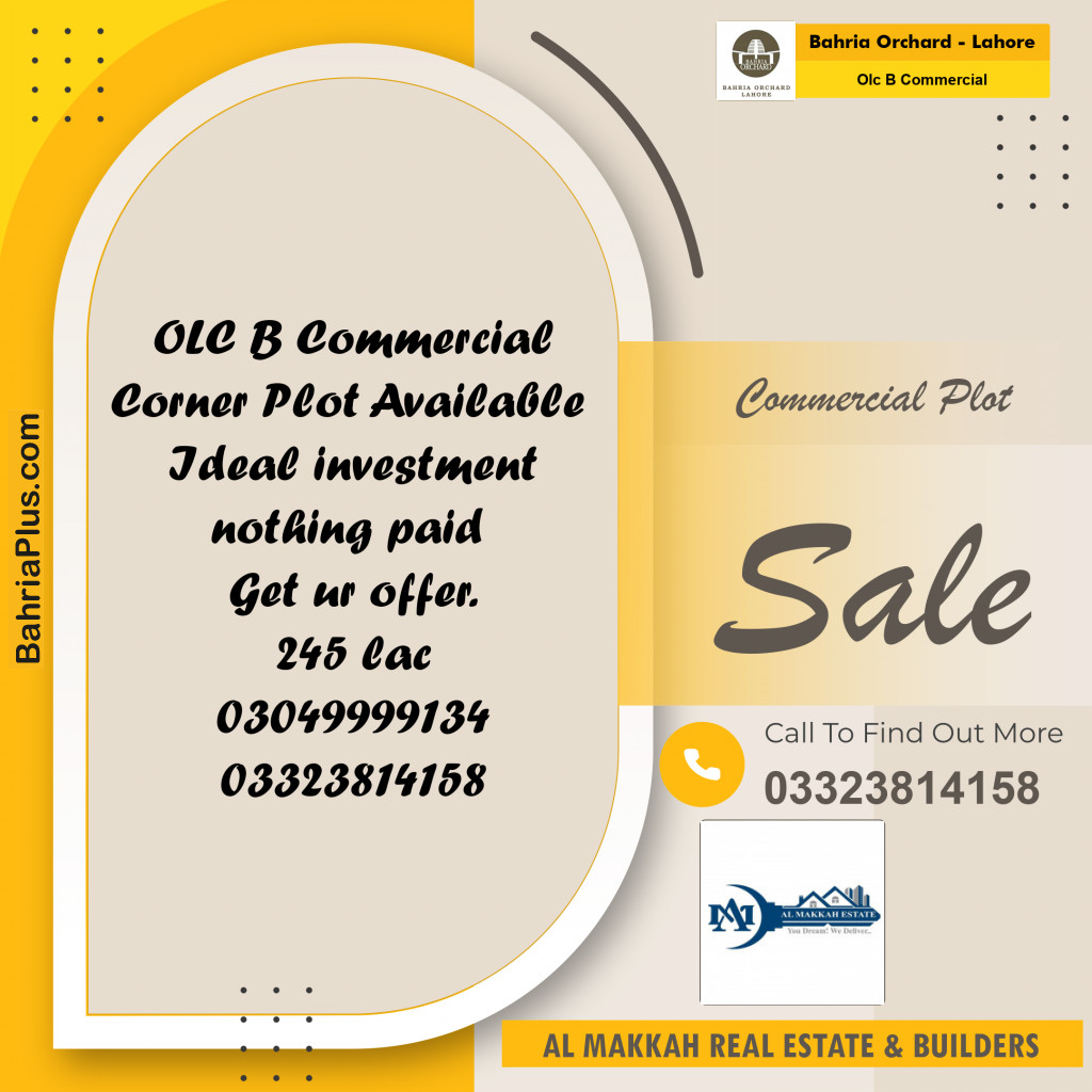 Commercial Plot for Sale in OLC B Commercial -  Bahria Orchard, Lahore - (BP-188782)