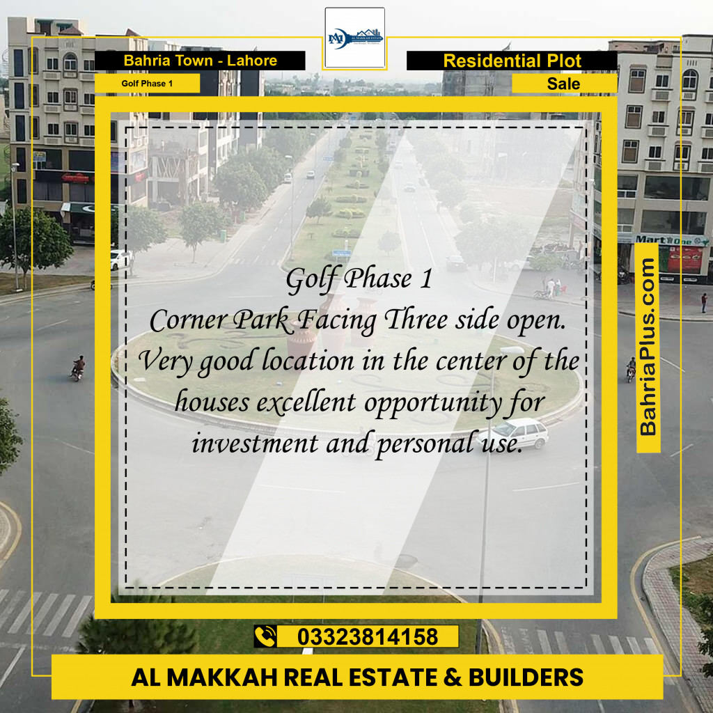 Residential Plot for Sale in Golf Phase 1 -  Bahria Town, Lahore - (BP-188785)