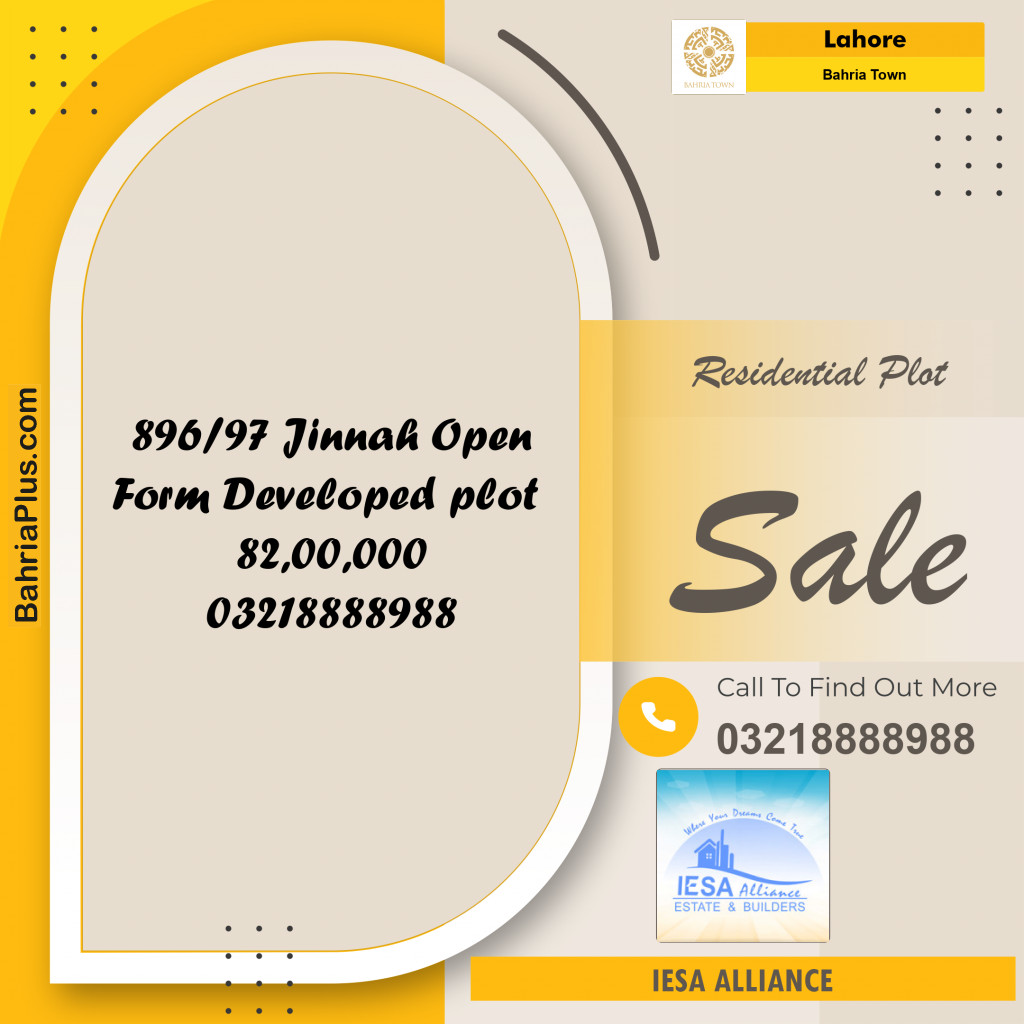 Residential Plot for Sale in Bahria Town, Lahore - (BP-188819)