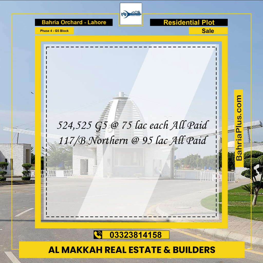 Residential Plot for Sale in Phase 4 - G5 Block -  Bahria Orchard, Lahore - (BP-188837)