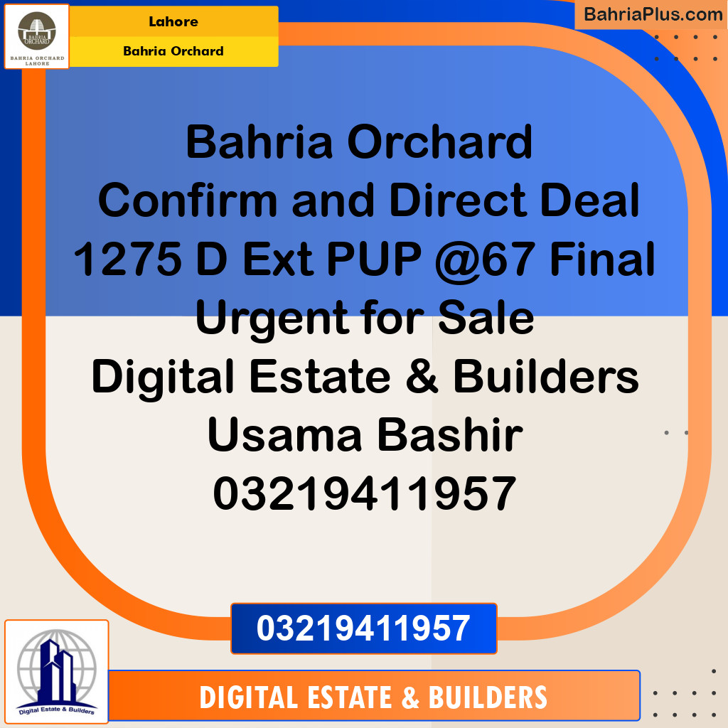 Residential Plot for Sale in Bahria Orchard, Lahore - (BP-188844)