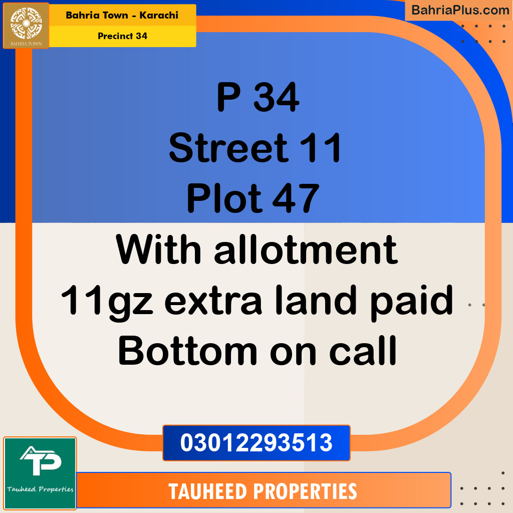 250 Sq. Yards Residential Plot for Sale in Precinct 34 -  Bahria Town, Karachi - (BP-188871)