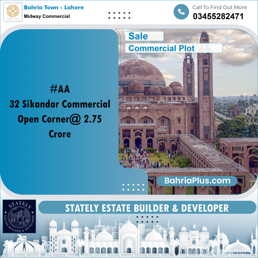 5 Marla Commercial Plot for Sale in Midway Commercial -  Bahria Town, Lahore - (BP-188887)