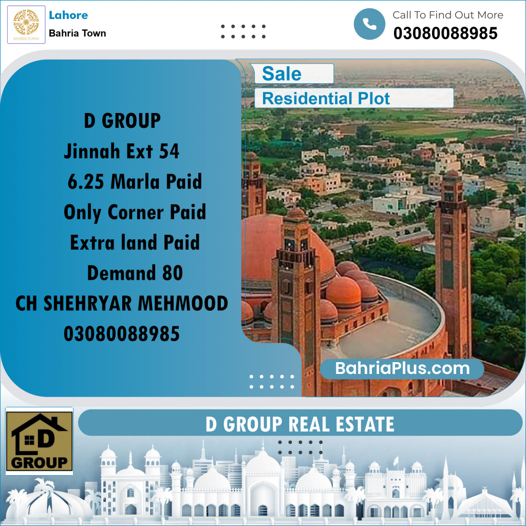 Residential Plot for Sale in Bahria Town, Lahore - (BP-188917)