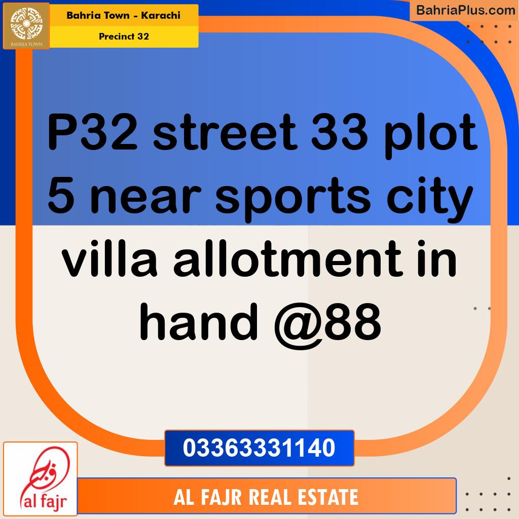 250 Sq. Yards Residential Plot for Sale in Precinct 32 -  Bahria Town, Karachi - (BP-188929)