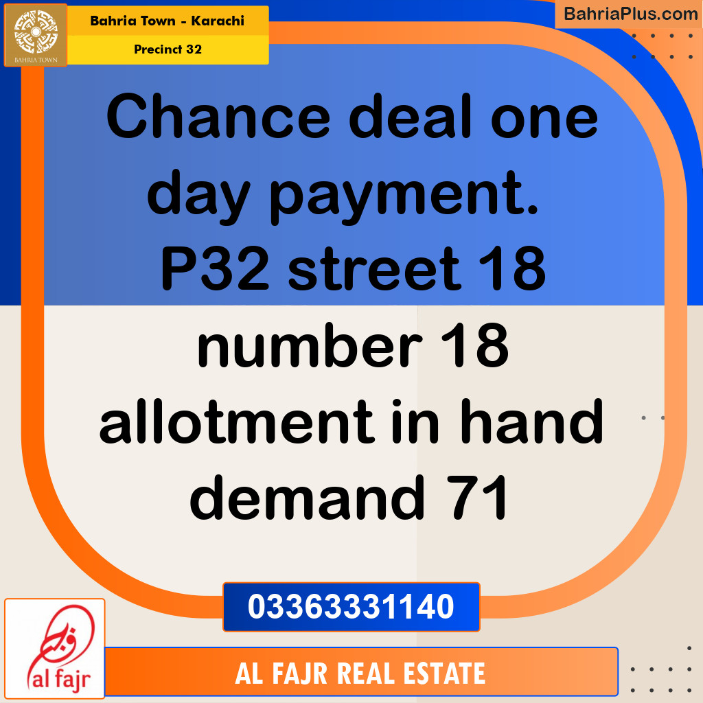 250 Sq. Yards Residential Plot for Sale in Precinct 32 -  Bahria Town, Karachi - (BP-188935)