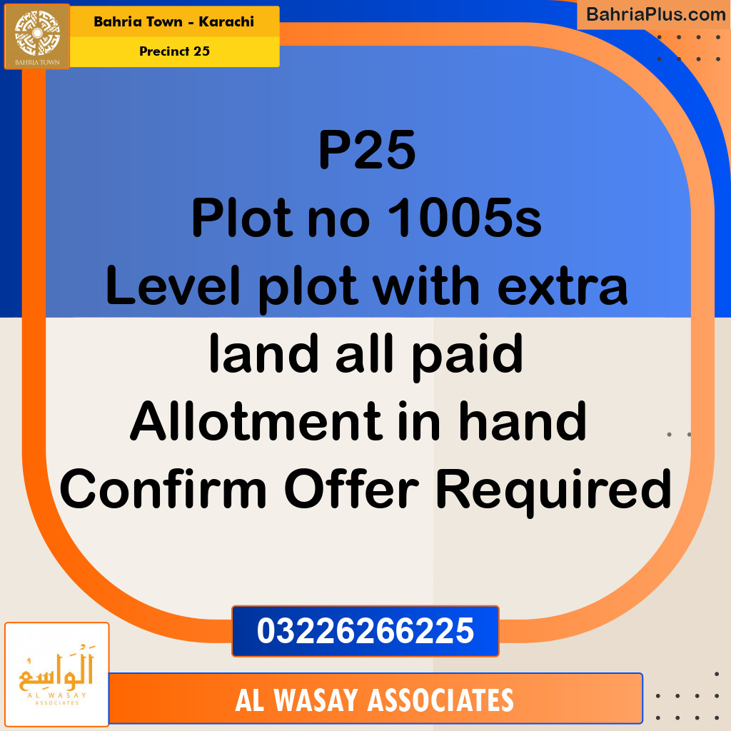 125 Sq. Yards Residential Plot for Sale in Precinct 25 -  Bahria Town, Karachi - (BP-188957)