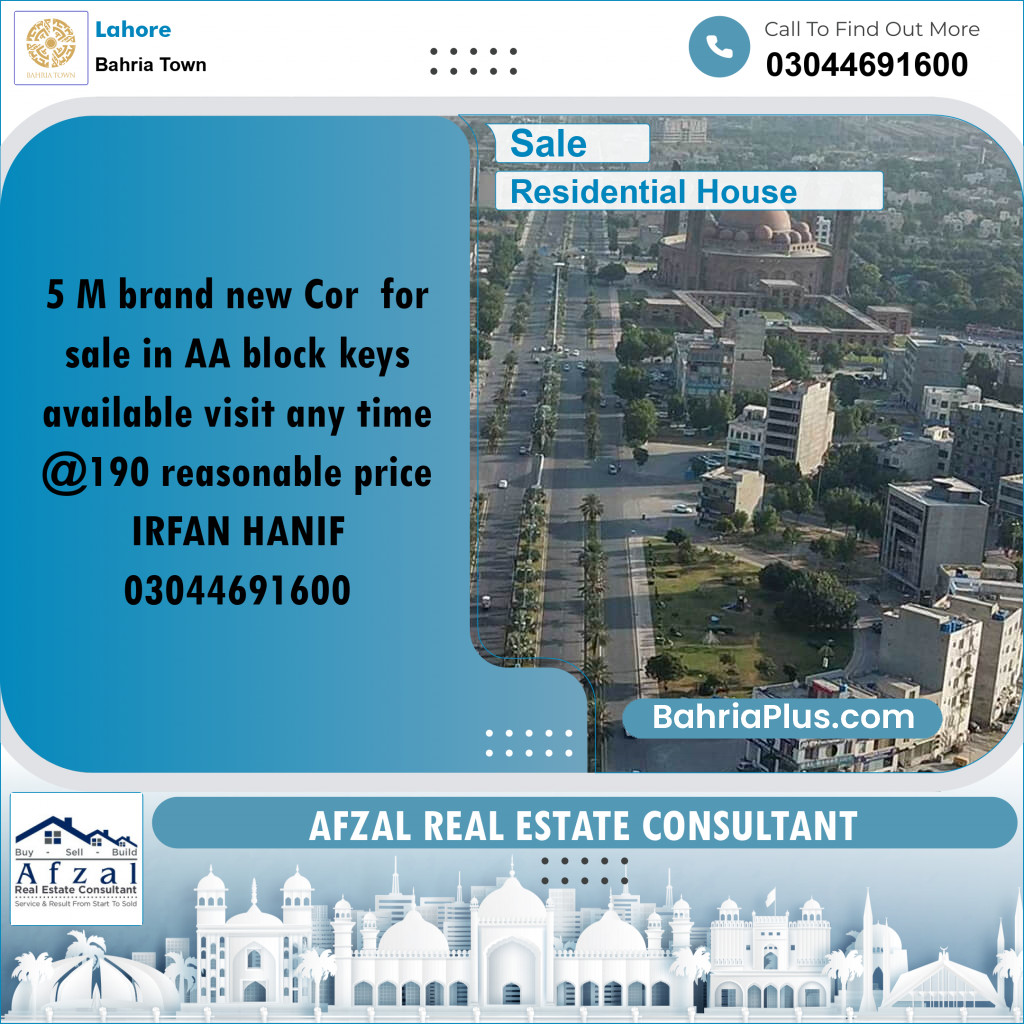 Residential House for Sale in Bahria Town, Lahore - (BP-188959)