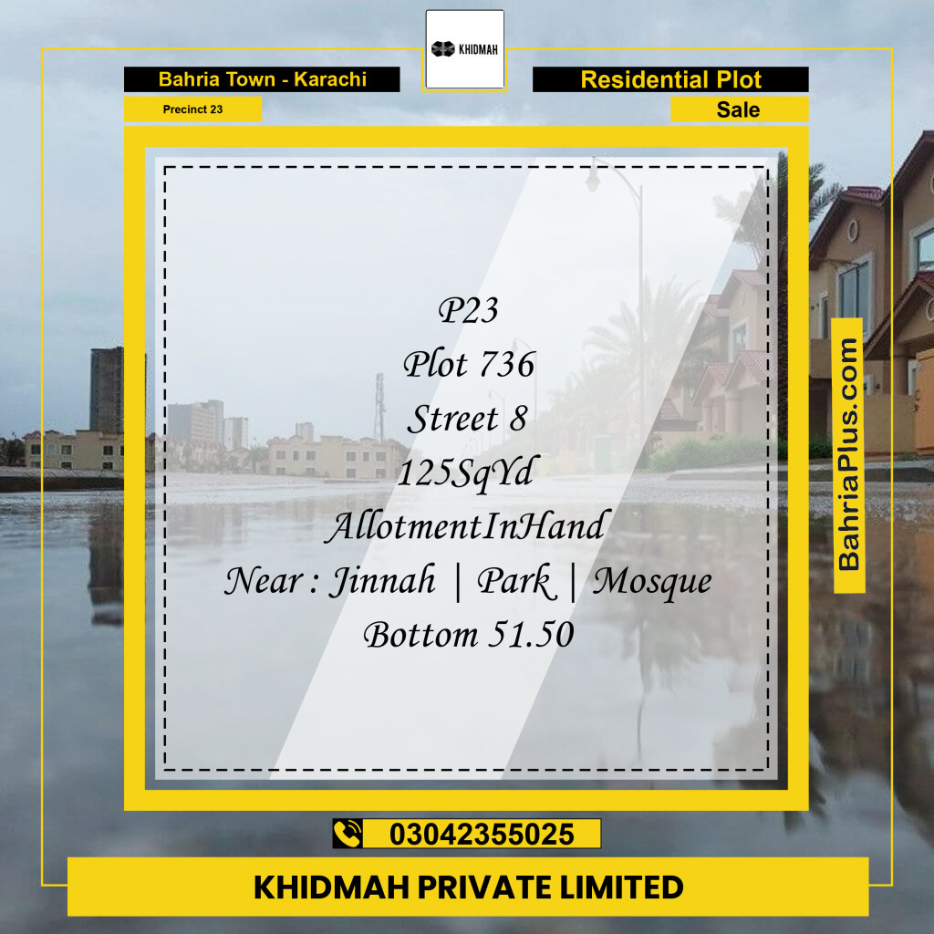 125 Sq. Yards Residential Plot for Sale in Precinct 23 -  Bahria Town, Karachi - (BP-189003)