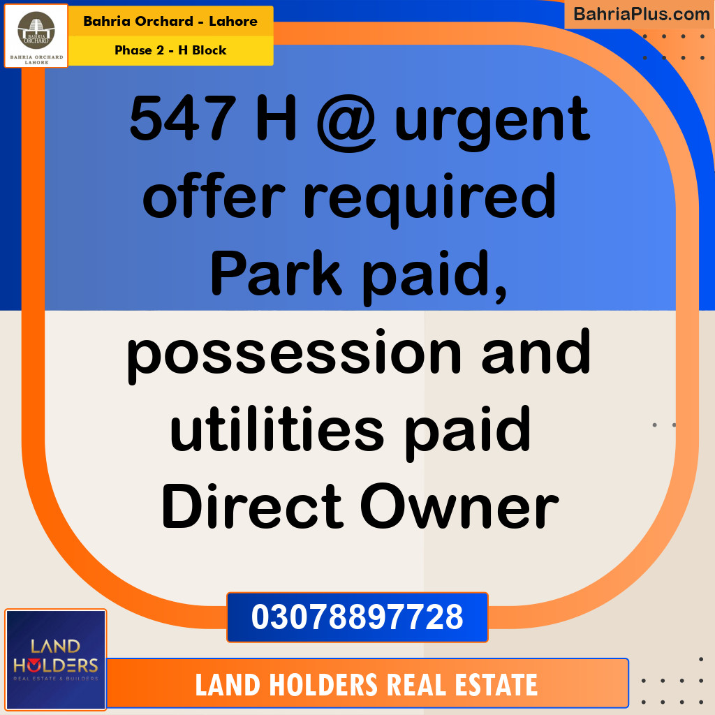 Residential Plot for Sale in Phase 2 - H Block - Bahria Orchard, Lahore - (BP-189012)