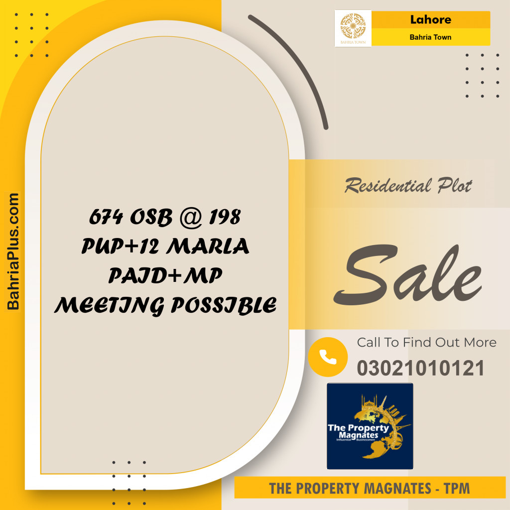 Residential Plot for Sale in Bahria Town, Lahore - (BP-189015)