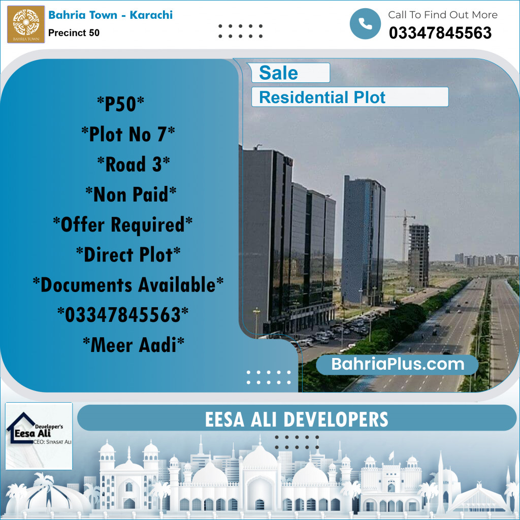 Residential Plot for Sale in Precinct 50 -  Bahria Town, Karachi - (BP-189072)