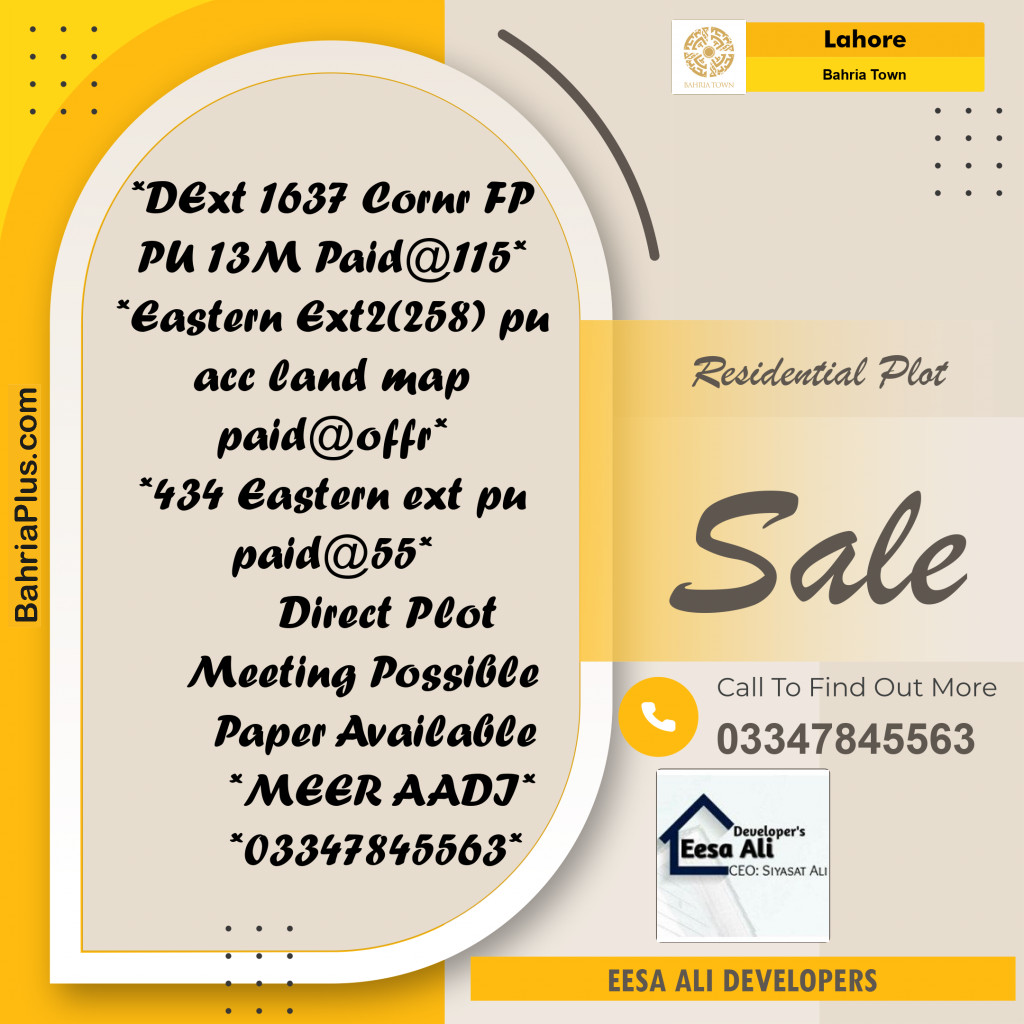 Residential Plot for Sale in Bahria Town, Lahore - (BP-189073)
