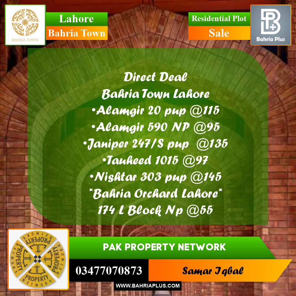 Residential Plot for Sale in Bahria Town, Lahore - (BP-189076)