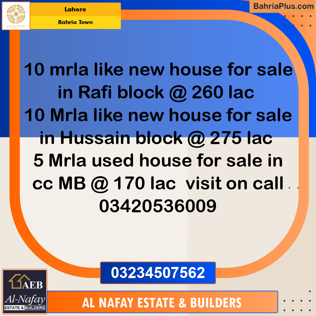 Residential House for Sale in Bahria Town, Lahore - (BP-189202)