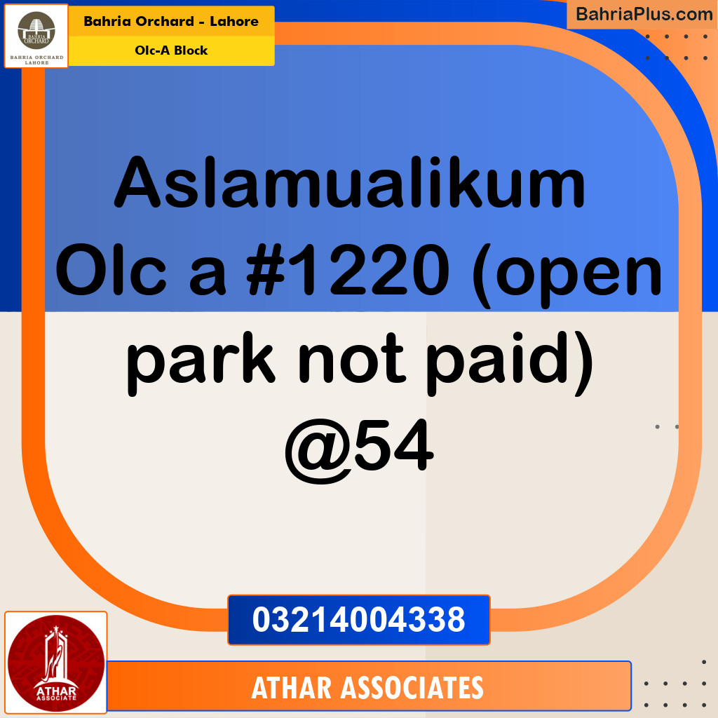 Residential Plot for Sale in OLC-A Block -  Bahria Orchard, Lahore - (BP-189261)