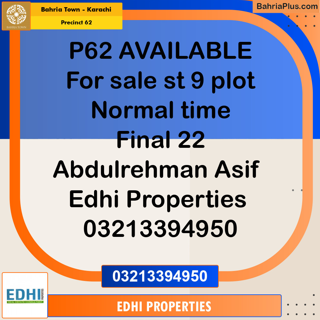 Residential Plot for Sale in Precinct 62 -  Bahria Town, Karachi - (BP-189317)