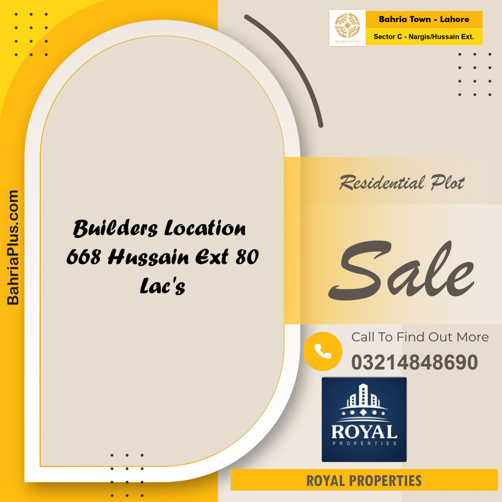 Residential Plot for Sale in Sector C - Nargis/Hussain Ext. -  Bahria Town, Lahore - (BP-189406)