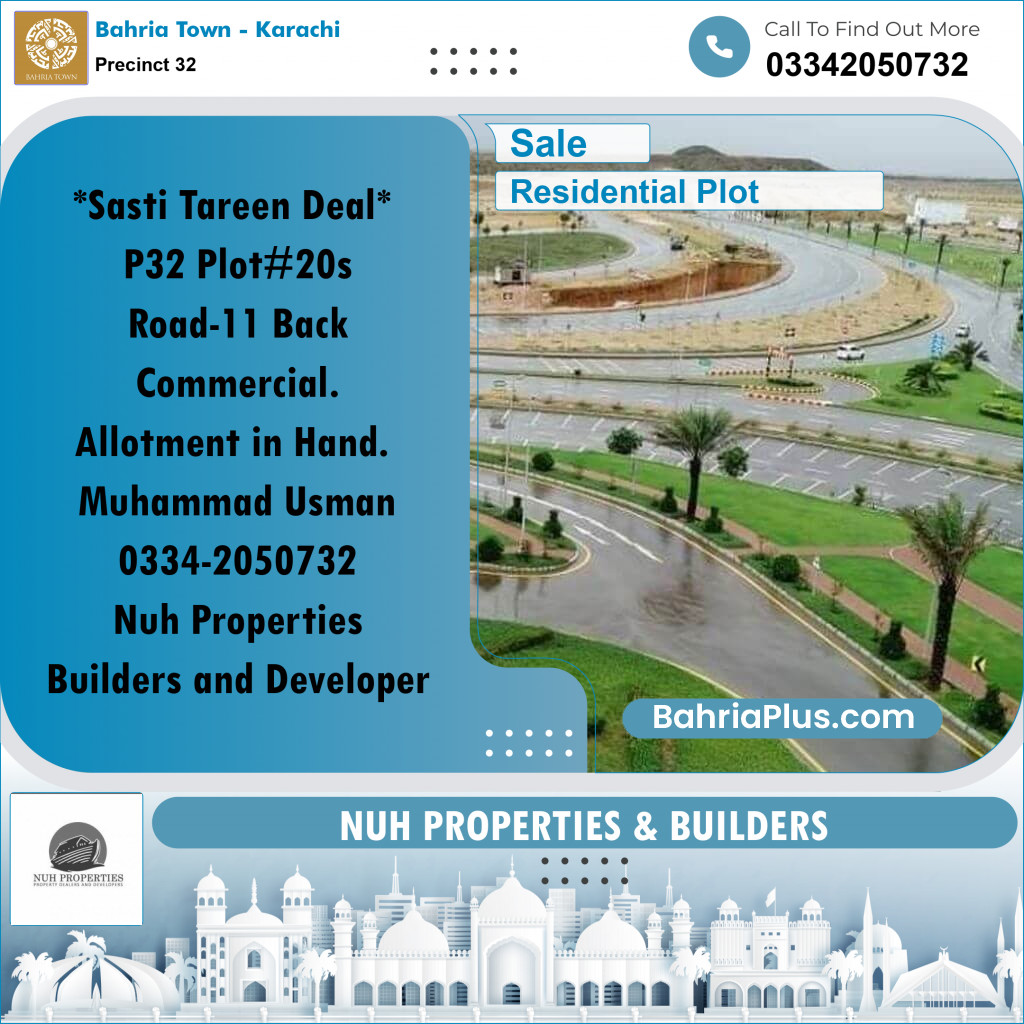 250 Sq. Yards Residential Plot for Sale in Precinct 32 -  Bahria Town, Karachi - (BP-189408)