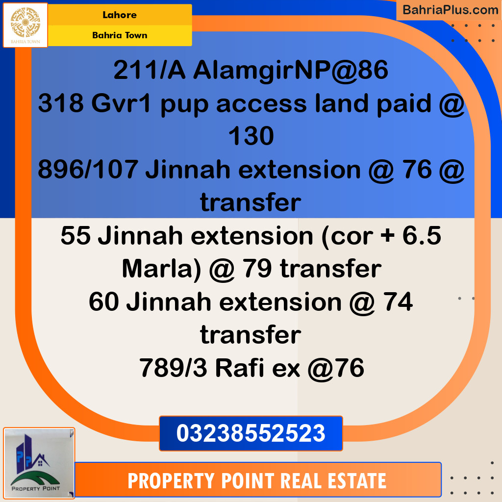 Residential Plot for Sale in Bahria Town, Lahore - (BP-189422)