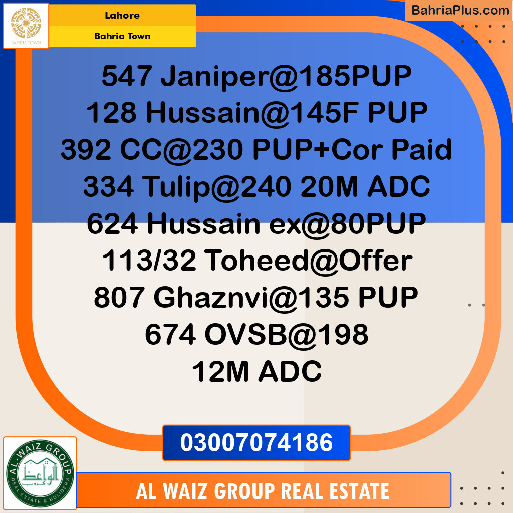 Residential Plot for Sale in Bahria Town, Lahore - (BP-189441)