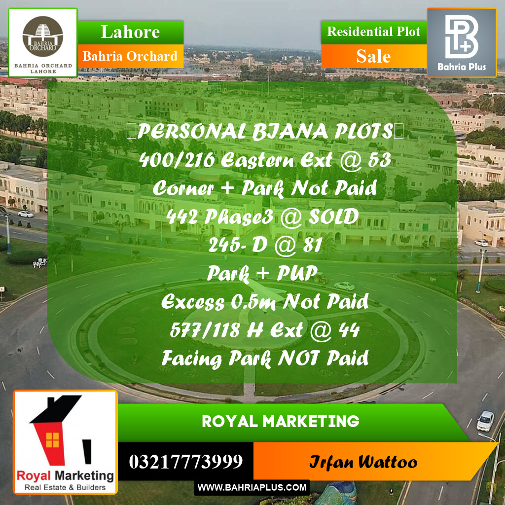 Residential Plot for Sale in Bahria Orchard, Lahore - (BP-189444)