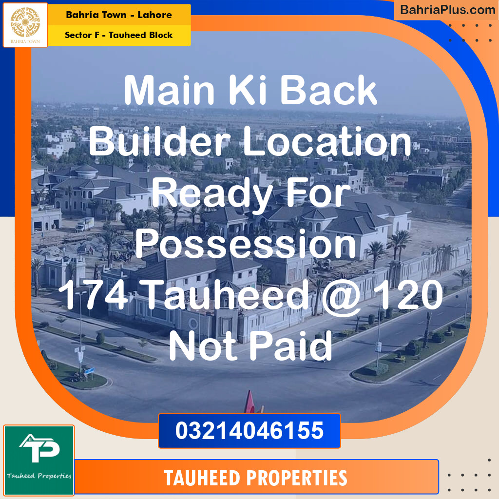 Residential Plot for Sale in Sector F - Tauheed Block -  Bahria Town, Lahore - (BP-189530)