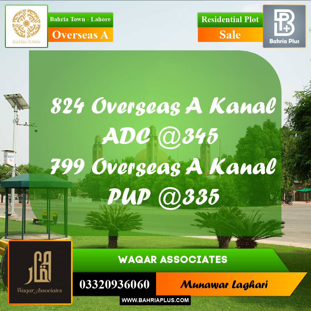 Residential Plot for Sale in Overseas A -  Bahria Town, Lahore - (BP-189543)
