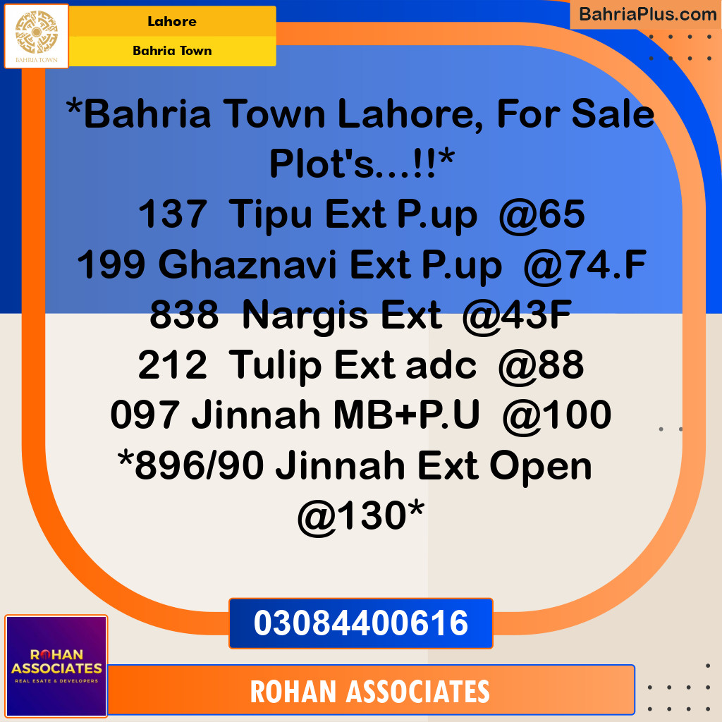Residential Plot for Sale in Bahria Town, Lahore - (BP-189562)