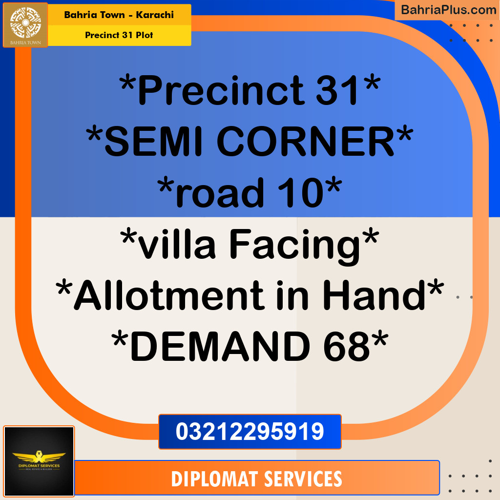 Residential Plot for Sale in Precinct 31 Plot - Bahria Town, Karachi - (BP-189569)