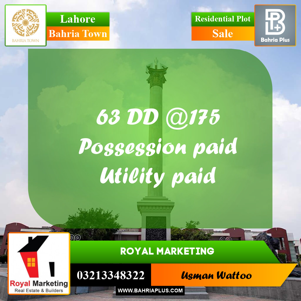 Residential Plot for Sale in Bahria Town, Lahore - (BP-189606)