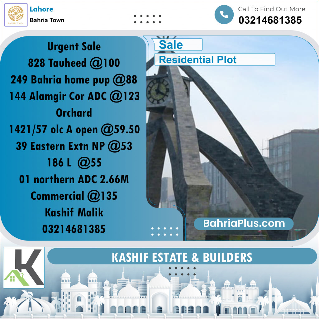 Residential Plot for Sale in Bahria Town, Lahore - (BP-189621)