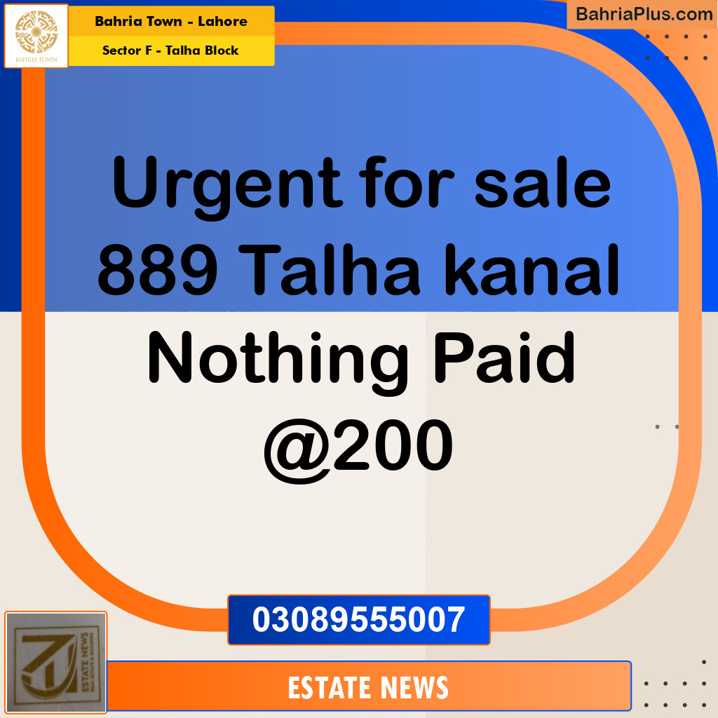 Residential Plot for Sale in Sector F - Talha Block -  Bahria Town, Lahore - (BP-189659)