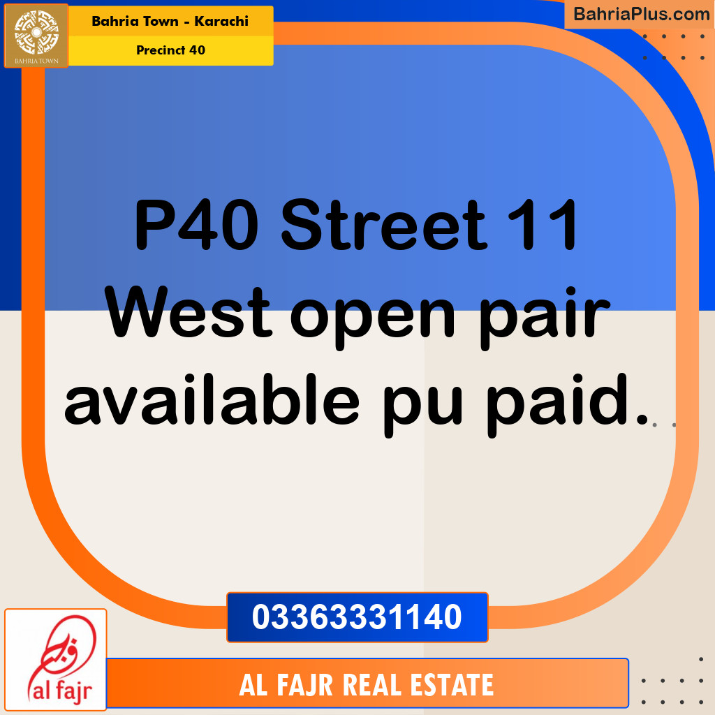 Residential Plot for Sale in Precinct 40 -  Bahria Town, Karachi - (BP-189661)