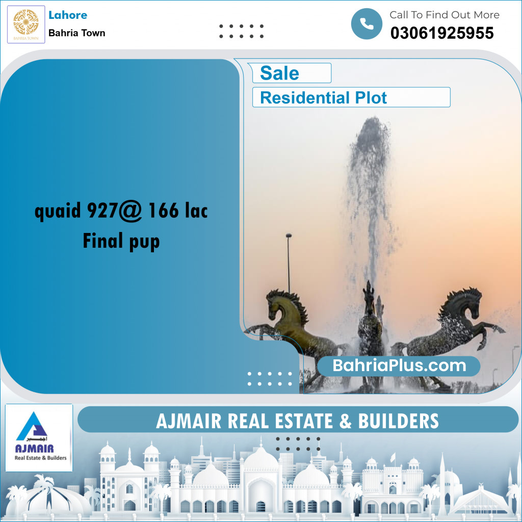 Residential Plot for Sale in Bahria Town, Lahore - (BP-189663)