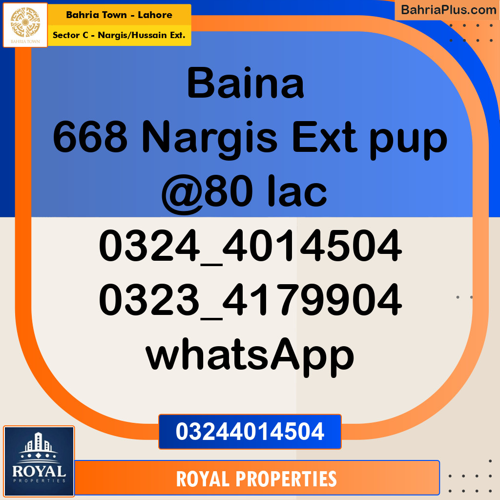 Residential Plot for Sale in Sector C - Nargis/Hussain Ext. -  Bahria Town, Lahore - (BP-189666)