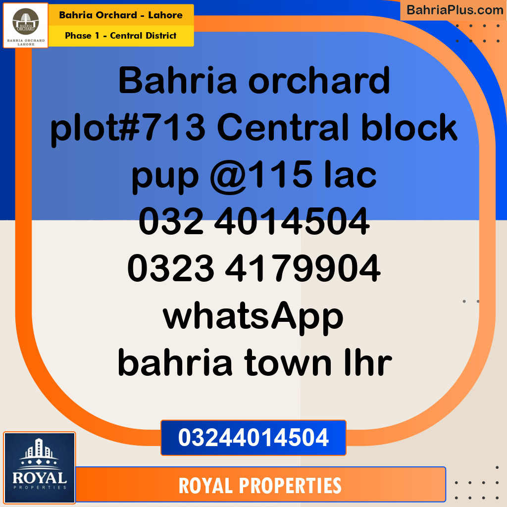 Residential Plot for Sale in Phase 1 - Central District -  Bahria Orchard, Lahore - (BP-189672)