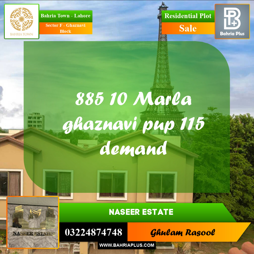 Residential Plot for Sale in Sector F - Ghaznavi Block -  Bahria Town, Lahore - (BP-189691)