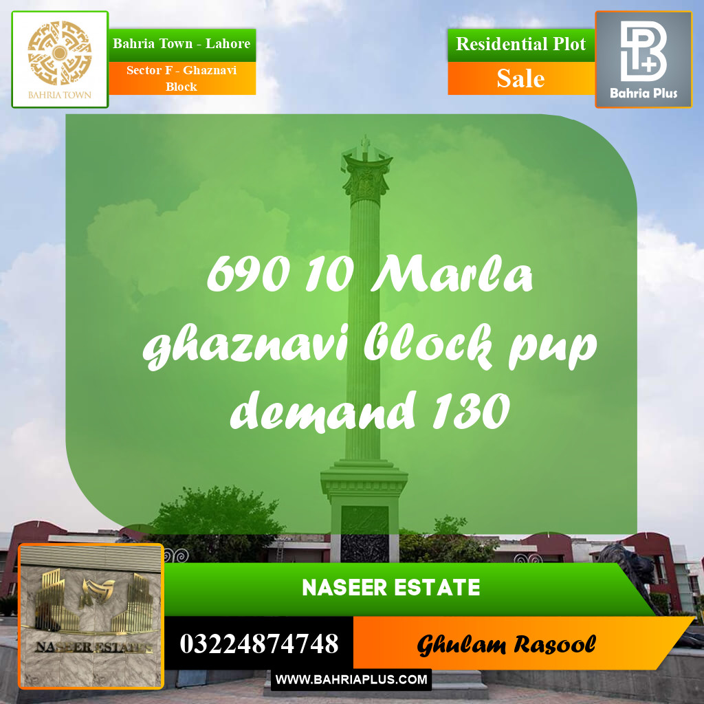 Residential Plot for Sale in Sector F - Ghaznavi Block -  Bahria Town, Lahore - (BP-189692)