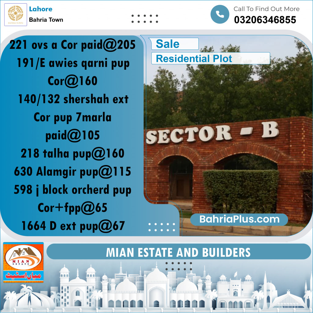 Residential Plot for Sale in Bahria Town, Lahore - (BP-189721)