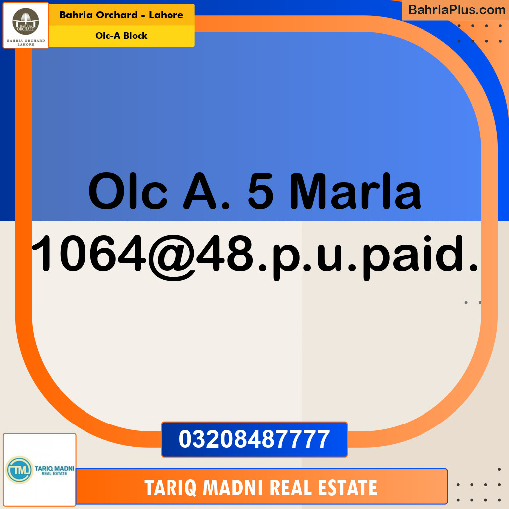 Residential Plot for Sale in OLC-A Block -  Bahria Orchard, Lahore - (BP-189740)