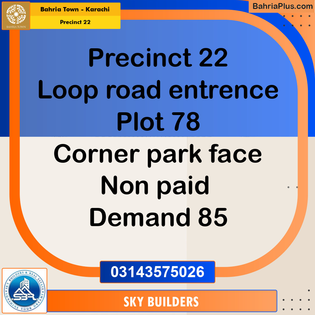 250 Sq. Yards Residential Plot for Sale in Precinct 22 -  Bahria Town, Karachi - (BP-189741)