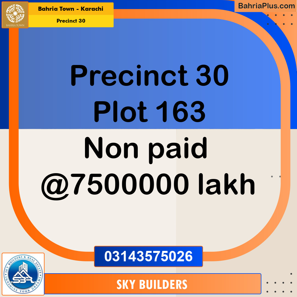 250 Sq. Yards Residential Plot for Sale in Precinct 30 -  Bahria Town, Karachi - (BP-189743)