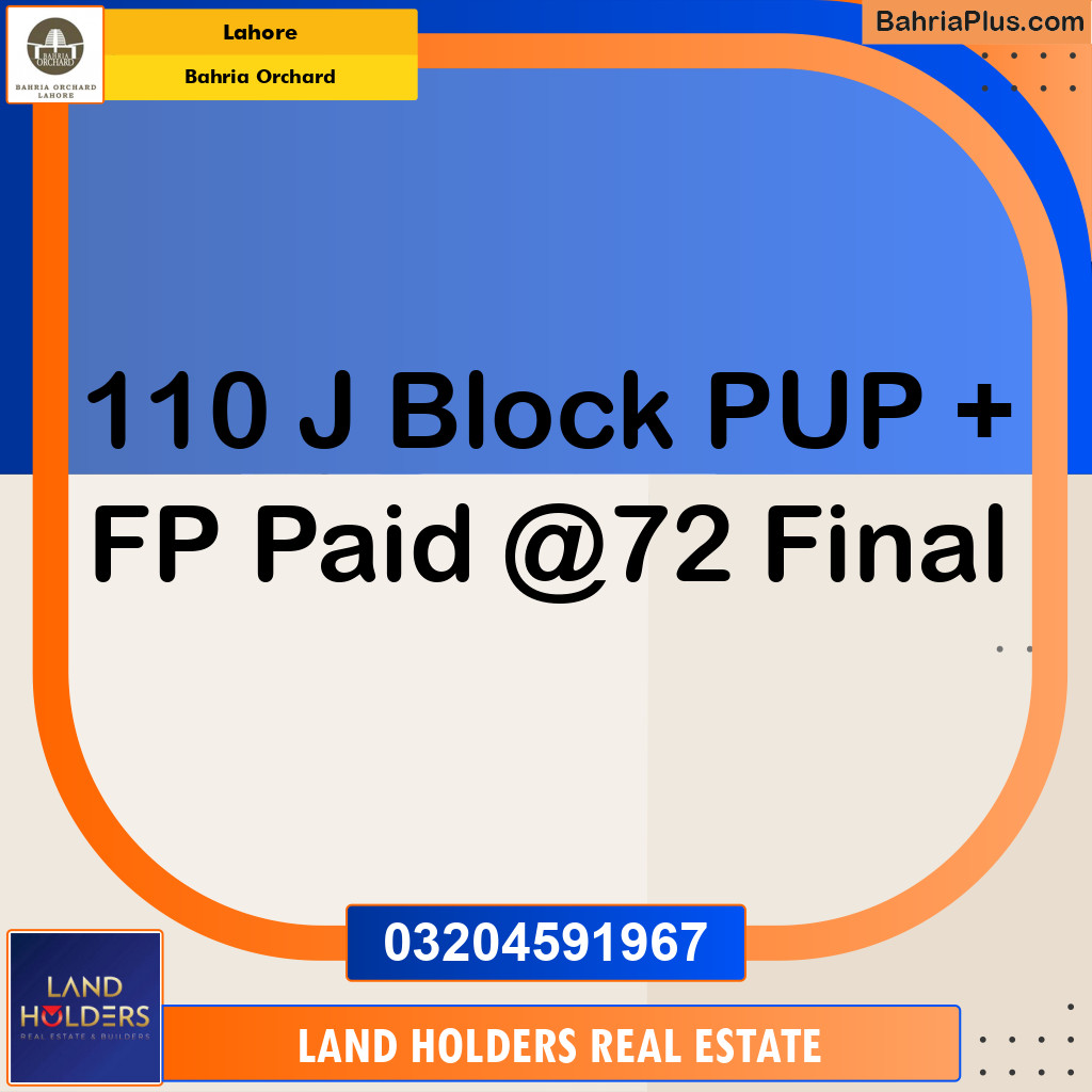 Residential Plot for Sale in Bahria Orchard, Lahore - (BP-189782)
