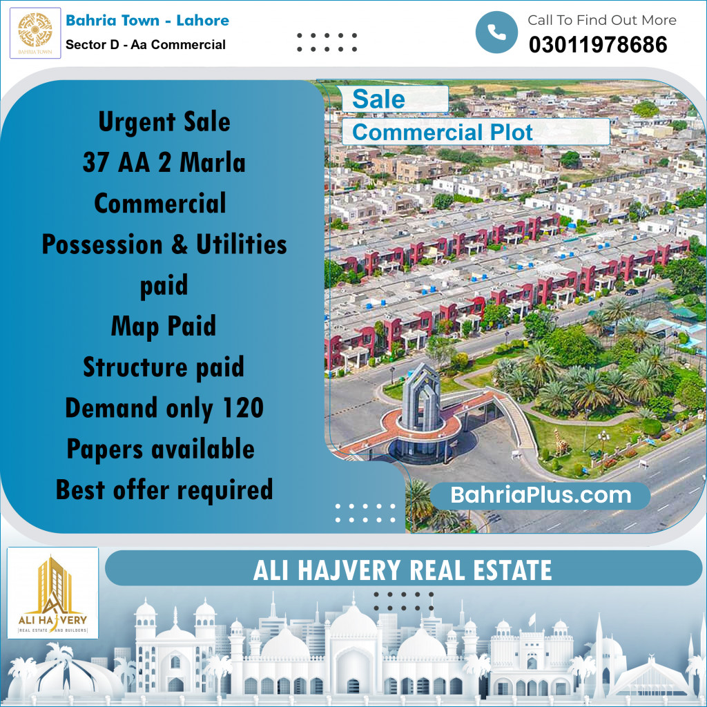 Commercial Plot for Sale in Sector D - AA Commercial -  Bahria Town, Lahore - (BP-189800)