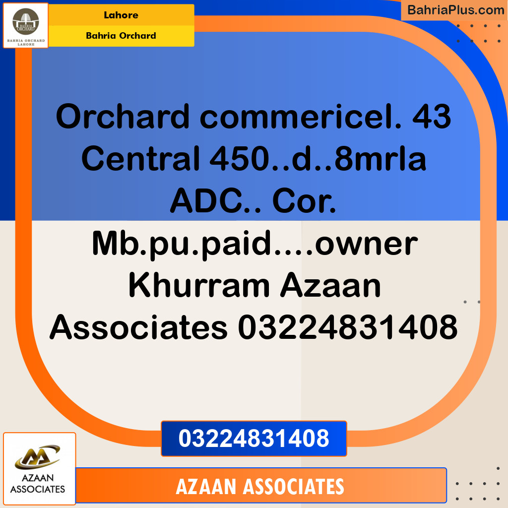 Residential Plot for Sale in Bahria Orchard, Lahore - (BP-189802)