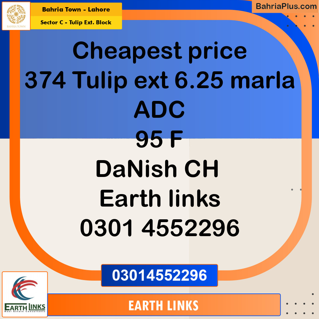 Residential Plot for Sale in Sector C - Tulip Ext. Block - Bahria Town, Lahore - (BP-189814)