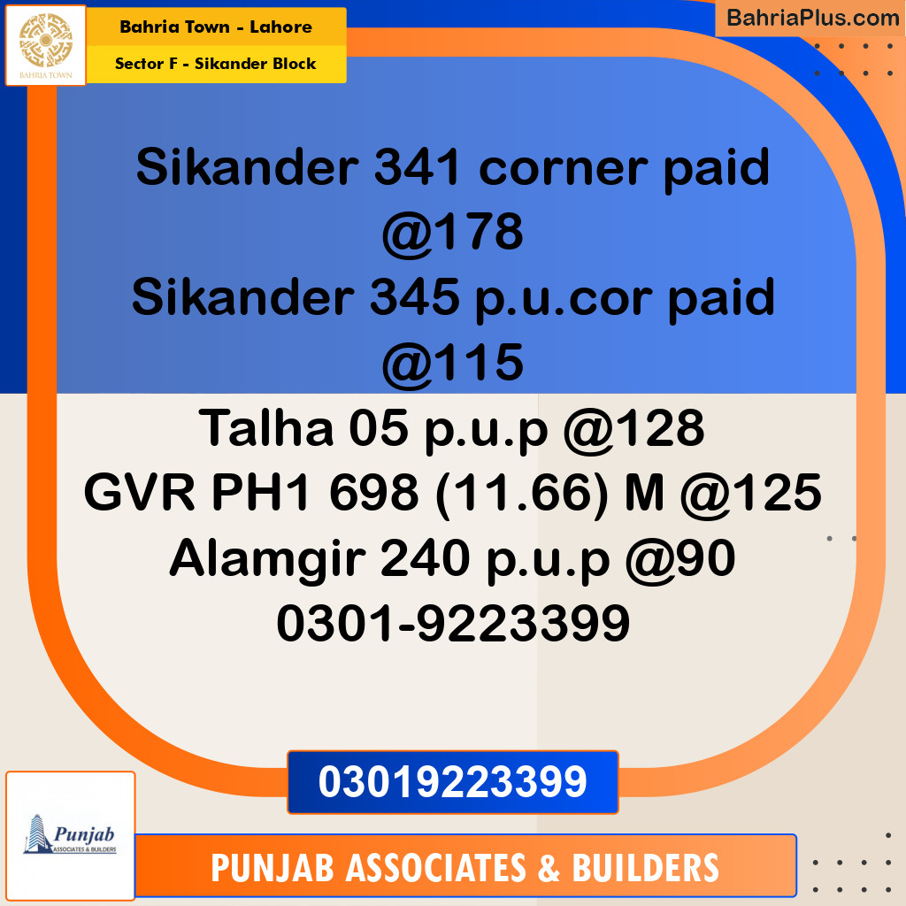 Residential Plot for Sale in Sector F - Sikander Block -  Bahria Town, Lahore - (BP-189842)