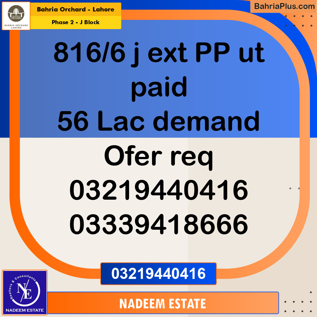 Residential Plot for Sale in Phase 2 - J Block -  Bahria Orchard, Lahore - (BP-189856)